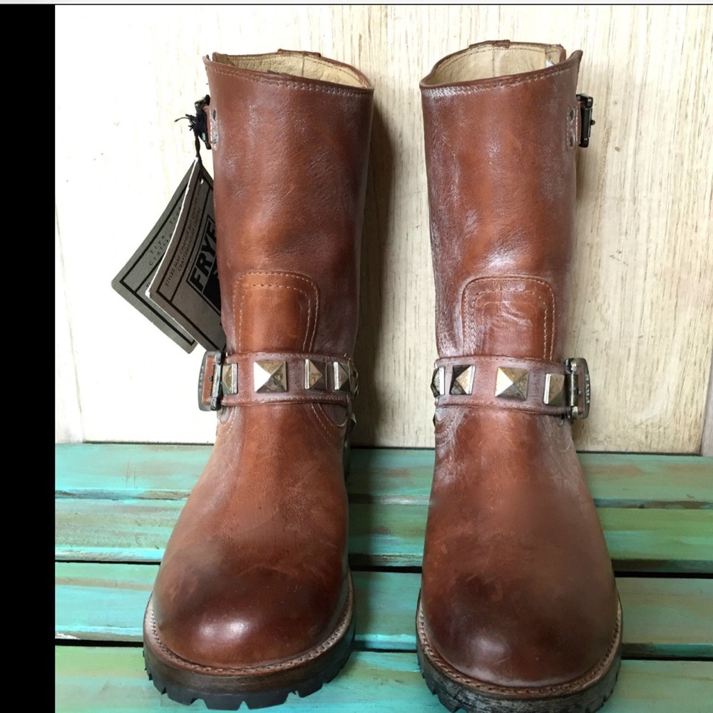 Frye rust brown Rogan Engineer Studded Boots 7.5 - Picture 4 of 10